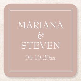 Rosa Moderne Minimalistische Hochzeit Rechteckiger Pappuntersetzer