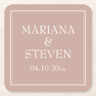 Rosa Moderne Minimalistische Hochzeit Rechteckiger Pappuntersetzer