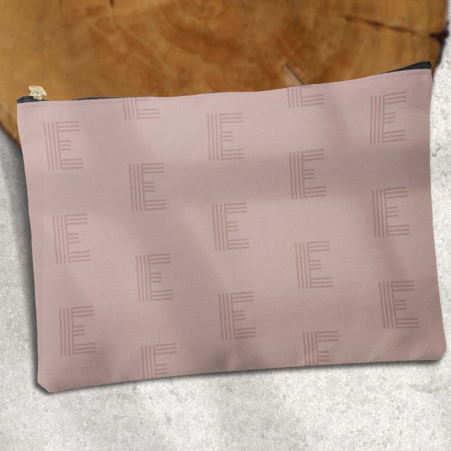 Rosa moderne Monogramm-Muster Zubehörtasche (Pink monogram large women's accessory pouch..)