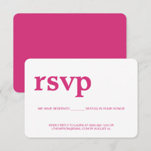 Rosa moderne RSVP ohne postalische reservierte Sit Karte