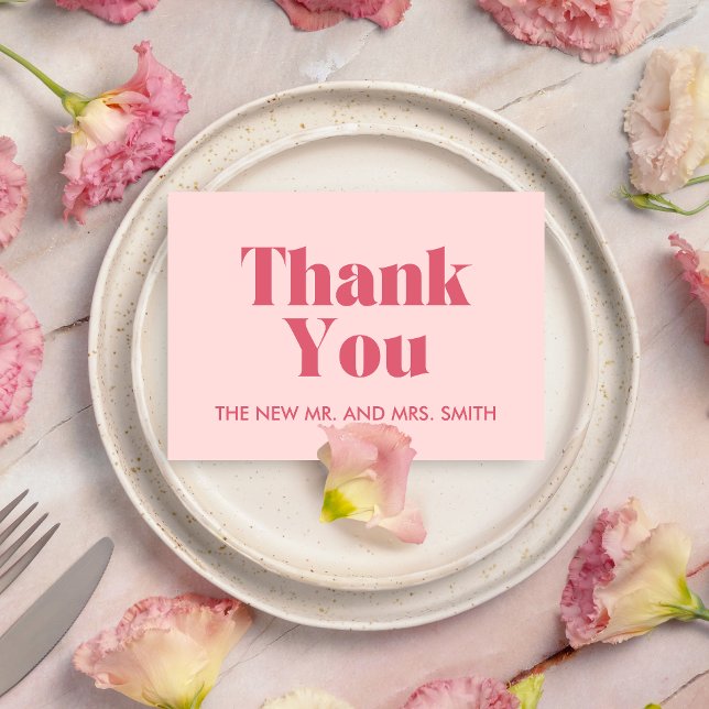Rosa Moderne schicke Retro-Foto Hochzeit Dankeskarte (Pink Chic Modern Retro Photo Wedding Thank you Card
)