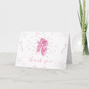 Rosa moderne Schneeblume-Ballerina-Baby-Party Dankeskarte