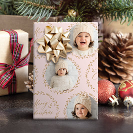 Rosa moderne Schrift Frohe Weihnachten Familie 6 F Geschenkpapier