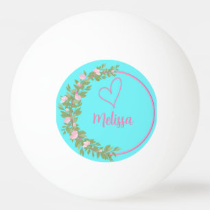 Rosa moderne Schrift girly Monogramm Name Tischtennisball