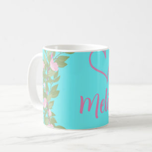 Rosa moderne Schrift Mädchen-Monogramm-Name Kaffeetasse