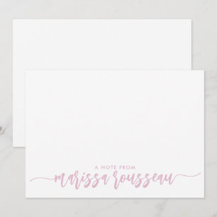 Rosa moderne Schrift Name Personalisierte A Notiz Mitteilungskarte