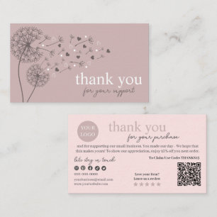 Rosa moderne Schrift QR-Code, Danke Kerze Visitenkarte