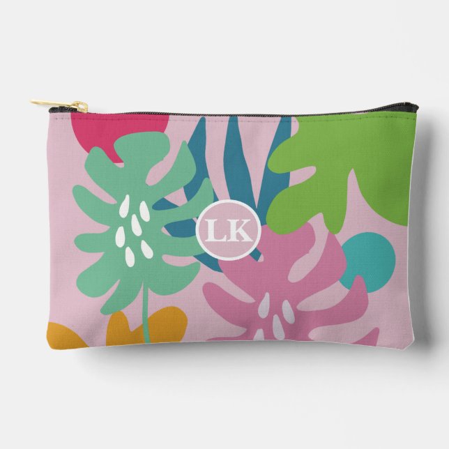 Rosa moderne tropische Natur mädchenhaft boho Zubehörtasche (Vorderseite)