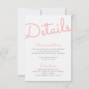Rosa moderne Typografie - Hochzeitsdetails Einladung