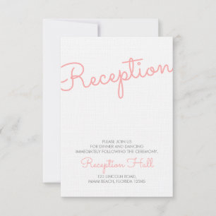 Rosa moderne Typografie Hochzeitsempfang Einladung