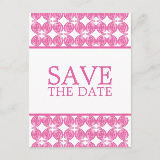 Rosa Moderner Deko Save the Date Postkarte (Vorderseite)
