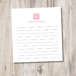 Rosa moderner monogrammierter Chic-Trend Notizblock