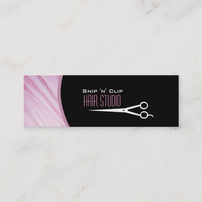 Rosa moderner Stylist-Salon-dünne Geschäfts-Karte Mini Visitenkarte (Vorderseite)