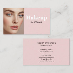Rosa modernes Foto-Make-up Visitenkarte