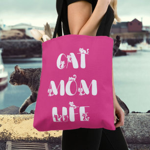 Rosa modernes Katzen-Mutter-Leben Süße Muttertag Tasche