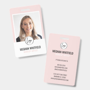 Rosa Modernes Logo Foto Make-up Abzeichen Ausweis
