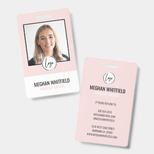 Rosa Modernes Logo Foto Make-up Abzeichen Ausweis