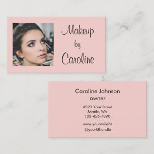 Rosa Modernes Minimalistisches Foto-Make-up  Visitenkarte