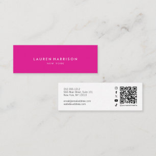 Rosa modernes minimalistisches QR-Code-Social-Medi Mini Visitenkarte