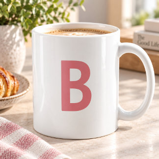 Rosa modernes Monogramm großer Buchstabe Soft Rose Kaffeetasse