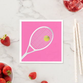 Rosa Modernes Tennisball-Ball Weißer Racket Serviette