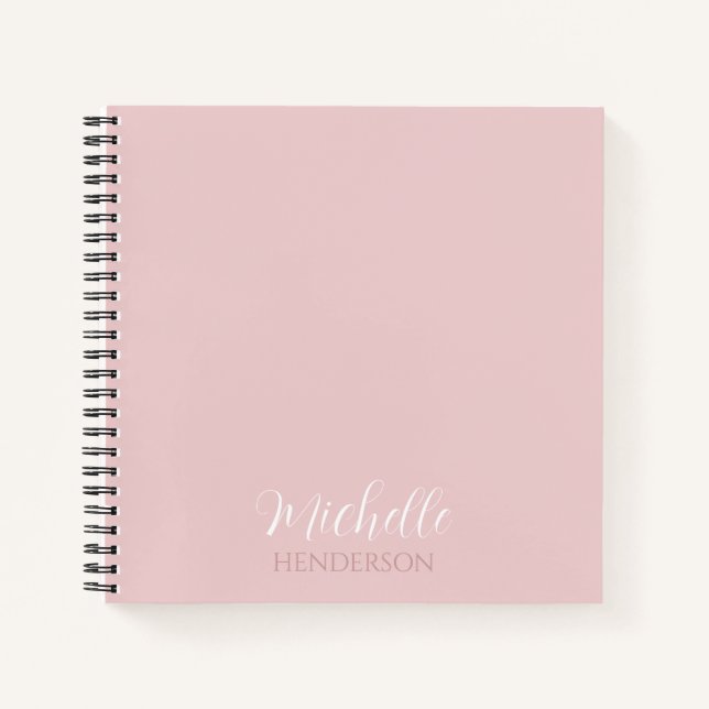 Rosa Modernes und einfaches Personalisiertes Monog Notizbuch (Vorderseite)