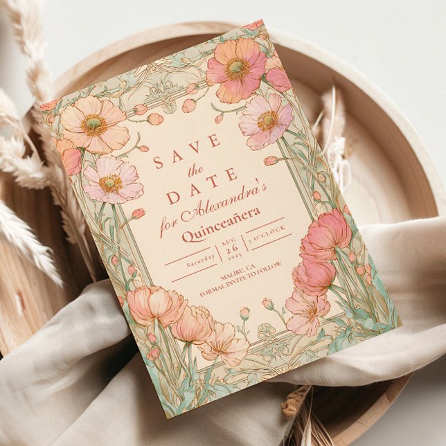 Rosa Mohn Quinceañera Save The Date (Von Creator hochgeladen)