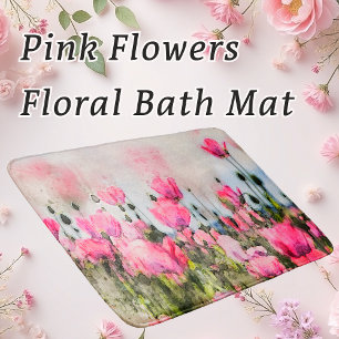 Rosa Mohnblumen Blume Wasserfarbe Badematte