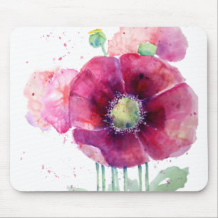 Rosa Mohnblumen Mousepad