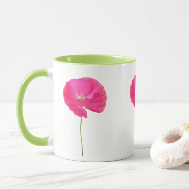 rosa Mohnblumen-Tasse Tasse (Mit Donut)