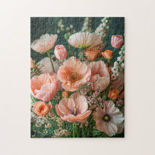 Rosa Mohnblumen und Löwenmaulblüten