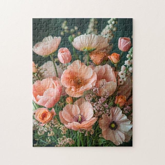 Rosa Mohnblumen und Löwenmaulblüten (Vertikal)