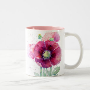 Rosa Mohnblumen Zweifarbige Tasse