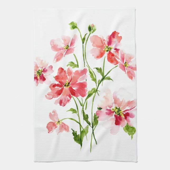 Rosa Mohnblüte Geschirrtuch (Vertikal)