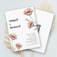 Rosa Mohnblüten Wildblumen Blumenkohl QR Hochzeit