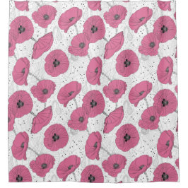 Rosa Mohnfarben Blume Duschvorhang