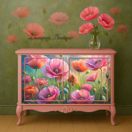 Rosa Mohngarten Blumendekoupage Seidenpapier