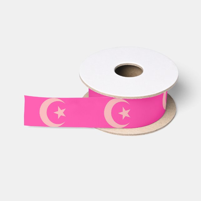 Rosa Mond und Stern islamisch Satinband (Spule)