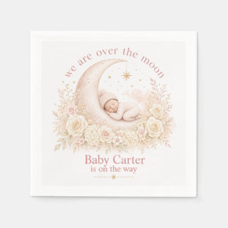 Rosa Mond und Sterne Baby Shower mit individuellem Serviette