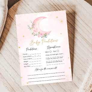 Rosa Mond und Sterne Baby Shower Vorhersage Spiel