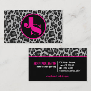 Rosa Monogram Classic Leopard Print Rockabilly Visitenkarte
