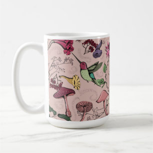 Rosa Monogram Hummingbird & Blume Garden Kaffeetasse