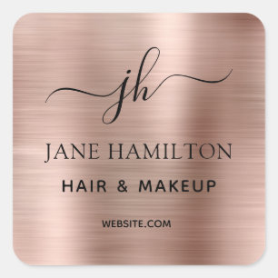 Rosa-Monogram-Logo-Aufkleber für das Firmenlogo Quadratischer Aufkleber