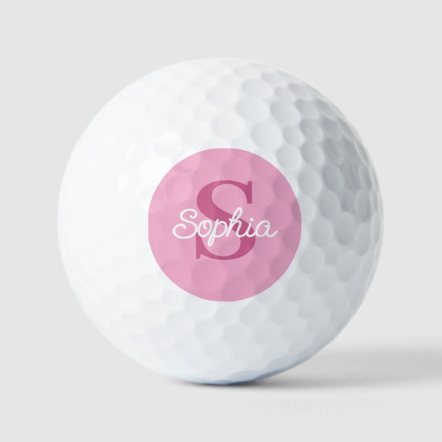 Rosa Monogram Script Name Golfball (Vorderseite)