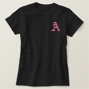 Rosa Monogramm A Besticktes T-Shirt