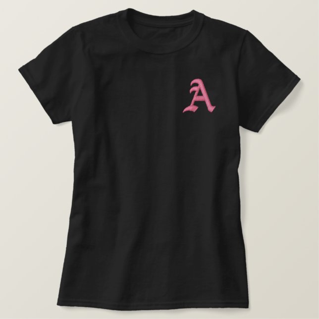 Rosa Monogramm A Besticktes T-Shirt (Design vorne)