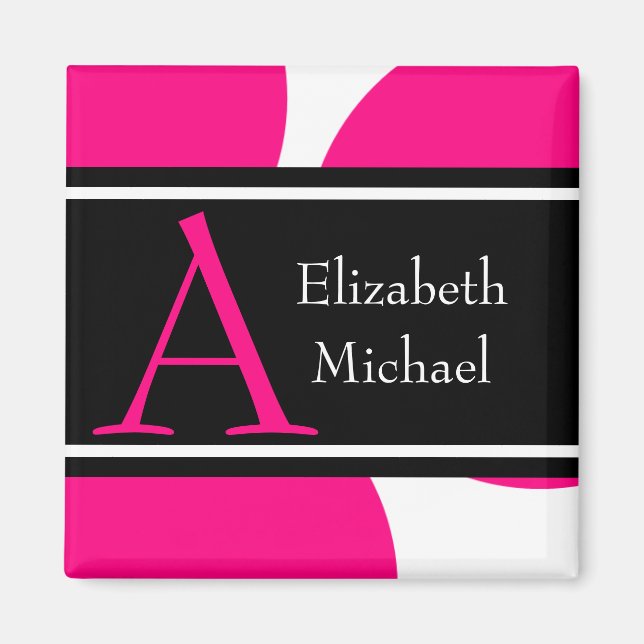 Rosa Monogramm Anfangshochzeitsmagazin Magnet (Vorne)