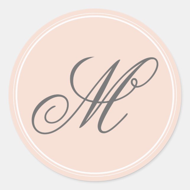 Rosa Monogramm-Aufkleber Runder Aufkleber (Vorderseite)