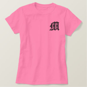 Rosa Monogramm Besticktes T-Shirt