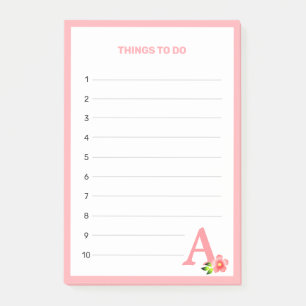 Rosa Monogramm & Blumen Dinge zu tun Post-it Klebezettel